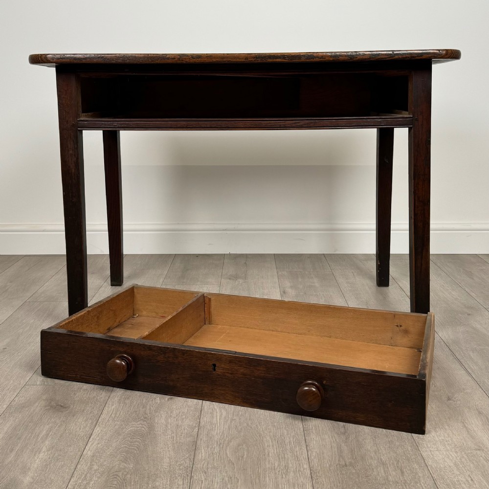 Antique 18th Century Good Quality Writing Table In Oak  View X