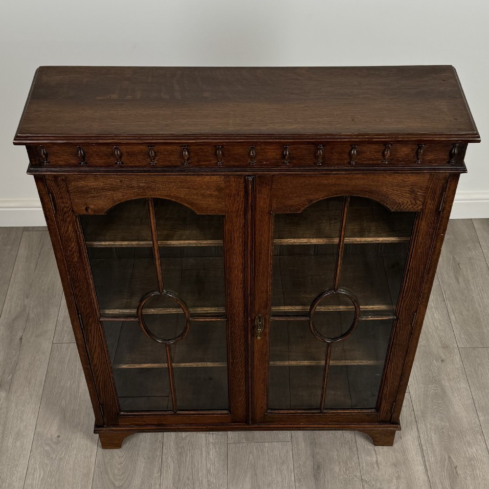  Antique 20th Century Display Cabinet In Oak  View X