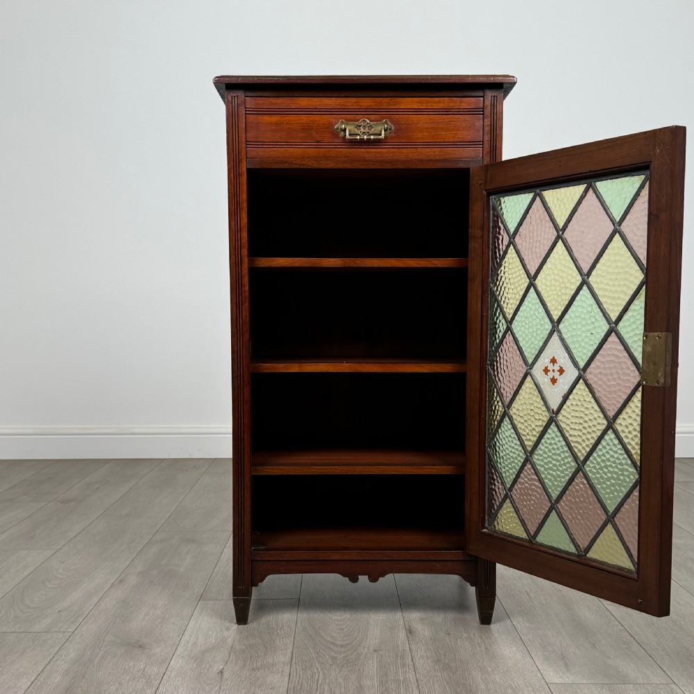  Antique 20th Century Stained Glass Cabinet In Mahogany  View II