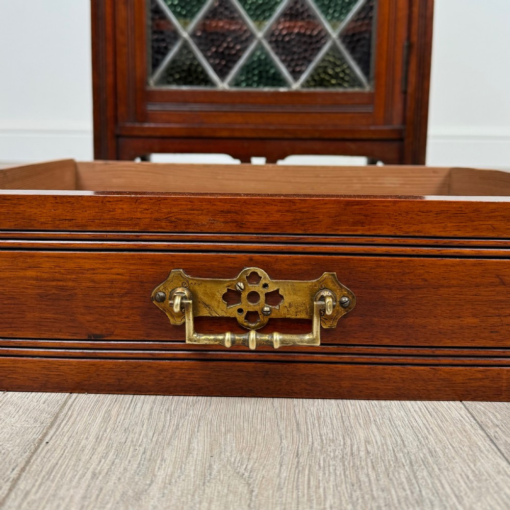  Antique 20th Century Stained Glass Cabinet In Mahogany  View XII