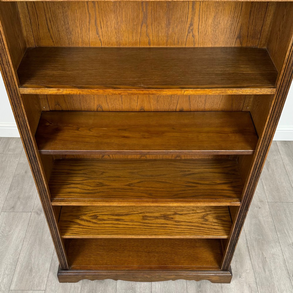Antique 20th Century Carved Open Bookcase In Oak  View X
