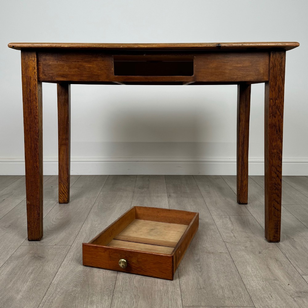Antique 20th Century Good Quality Oak Writing Table  View X