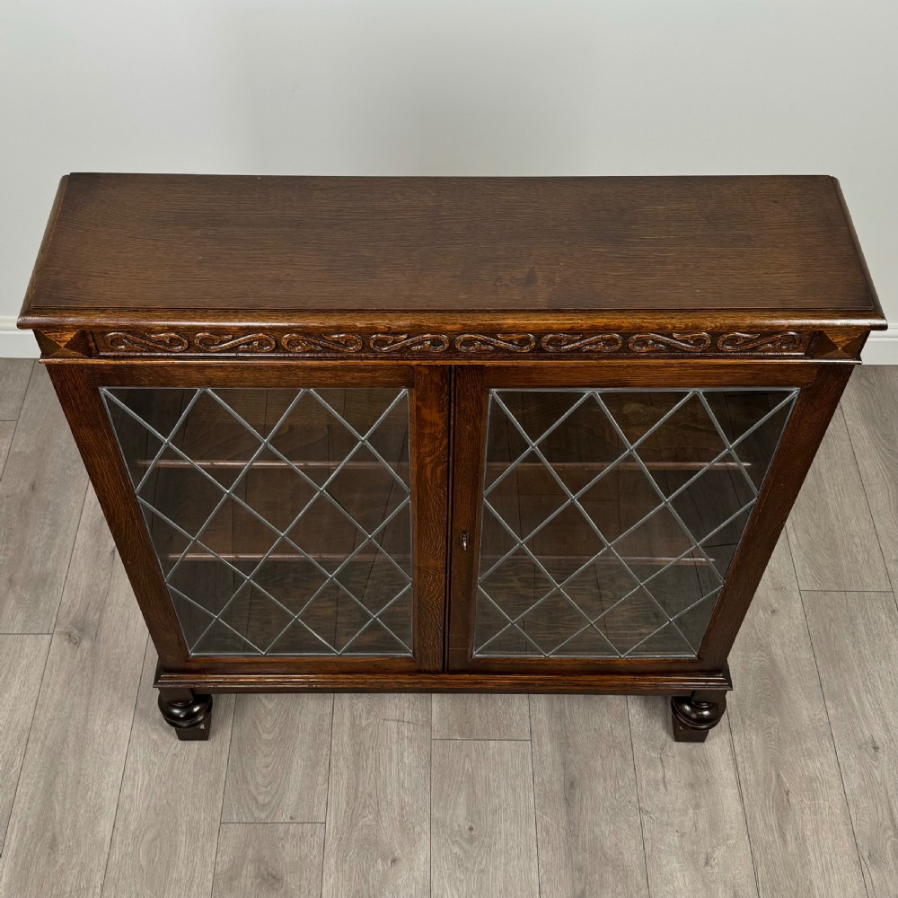  Antique 20th Century Fine Quality Display Cabinet In Oak  View X