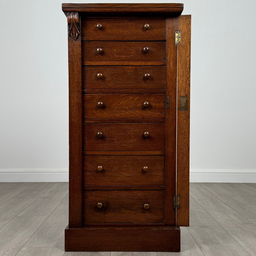 Antique 19th Century Good Quality Wellington Chest In Oak  View II