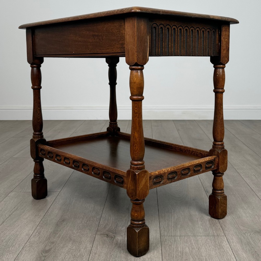 Antique 20th Century Carved Oak Side Table  View VI