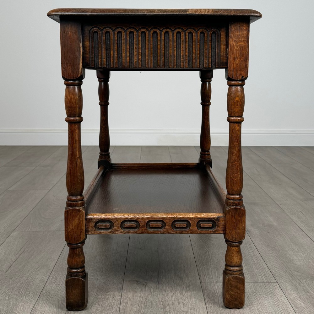 Antique 20th Century Carved Oak Side Table  View VII