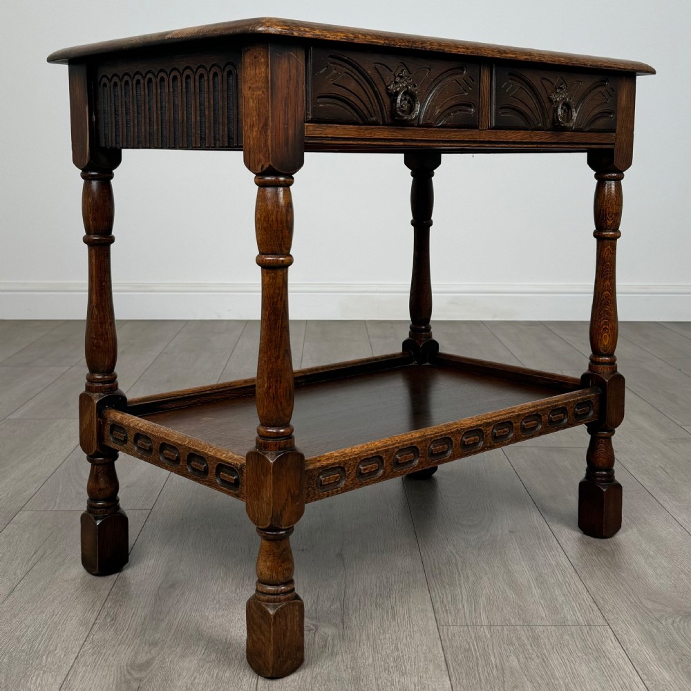 Antique 20th Century Carved Oak Side Table  View VIII
