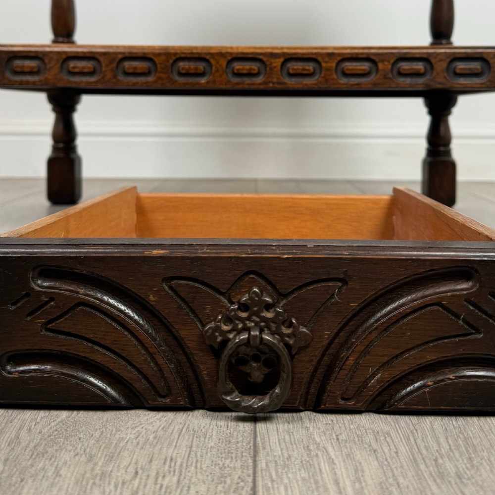 Antique 20th Century Carved Oak Side Table  View XI