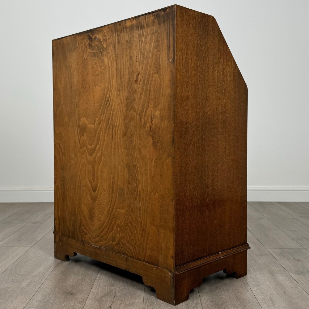 Antique 20th Century Linenfold Bureau In Oak  View VII