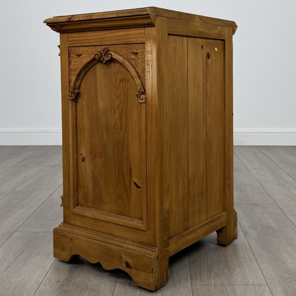 Vintage 20th Century Pair Of Gothic Style Bedside Cabinets  View IX