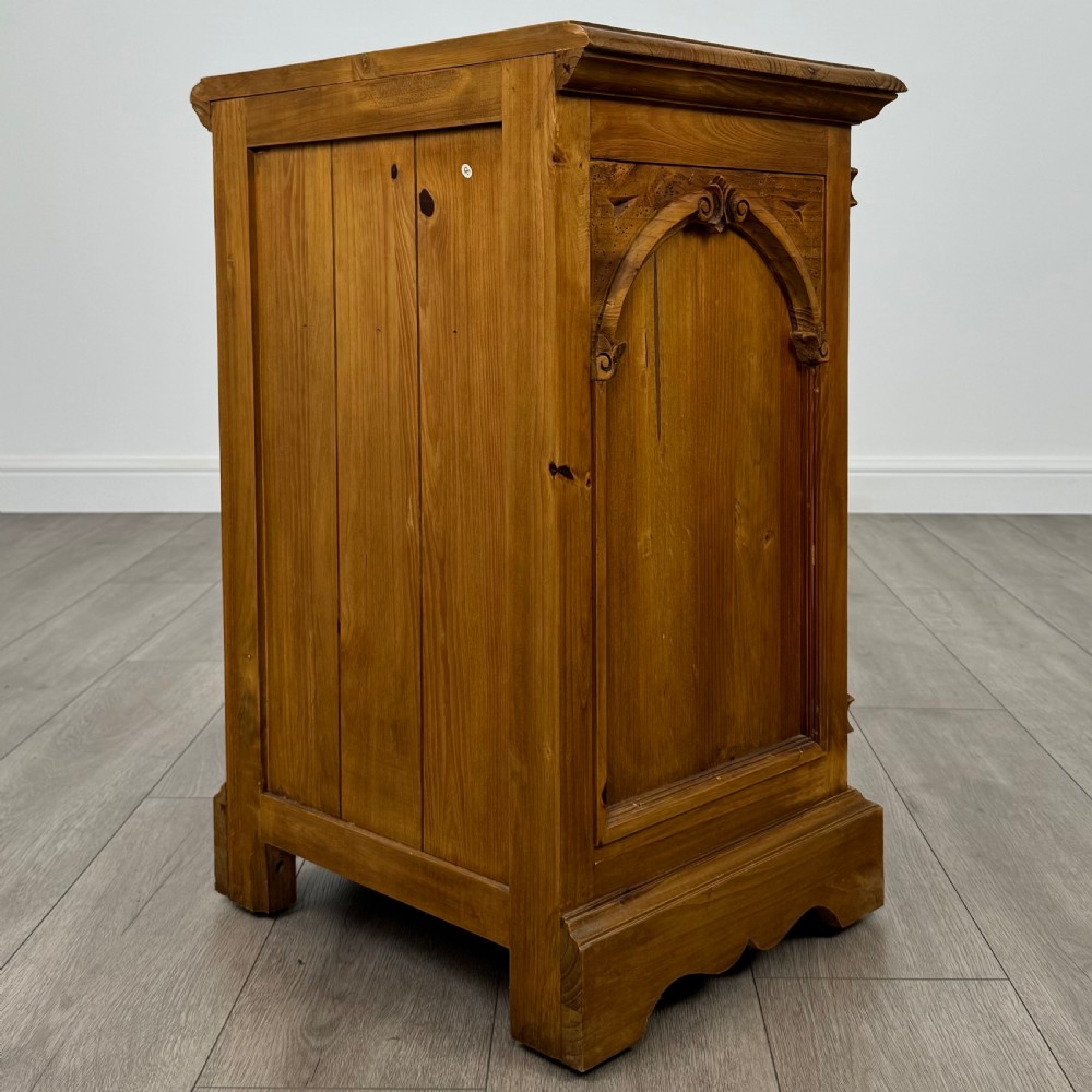 Vintage 20th Century Pair Of Gothic Style Bedside Cabinets  View XI