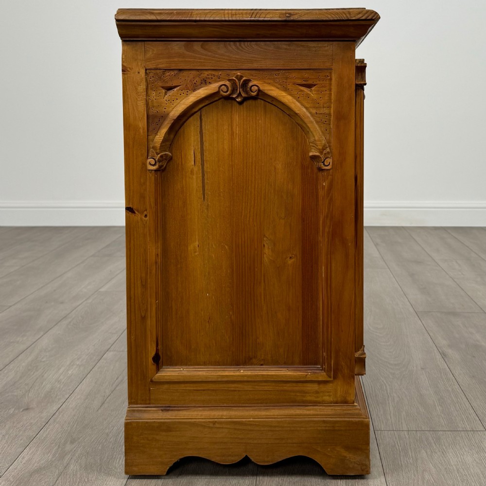 Vintage 20th Century Pair Of Gothic Style Bedside Cabinets  View XII