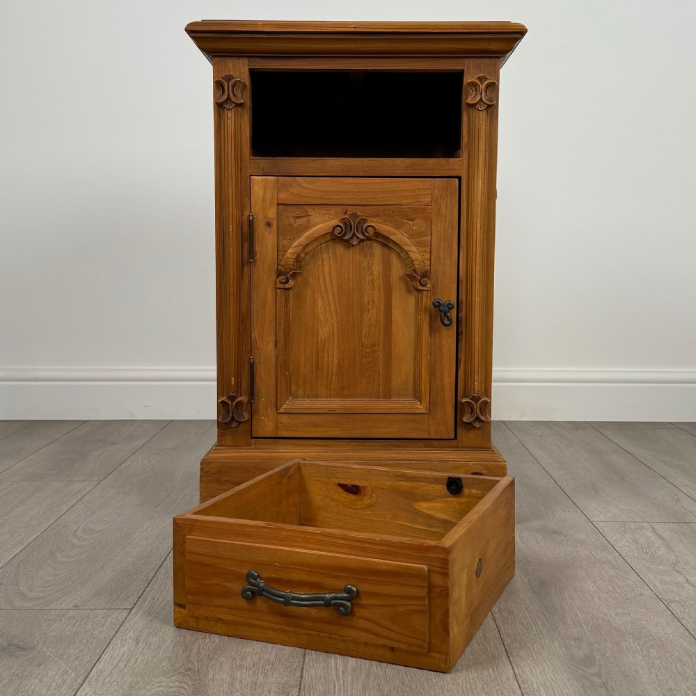 Vintage 20th Century Pair Of Gothic Style Bedside Cabinets  View XV