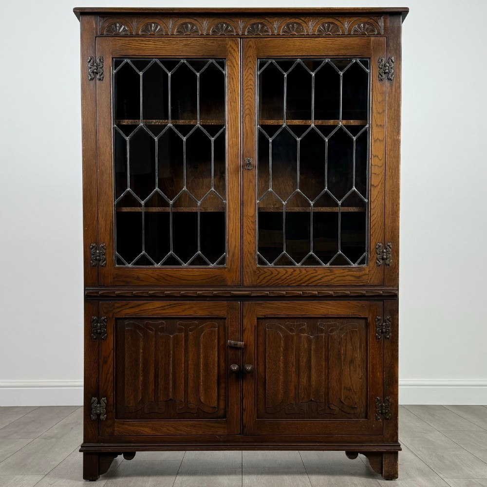 Antique 20th Century Good Quality Display Cabinet In Oak 