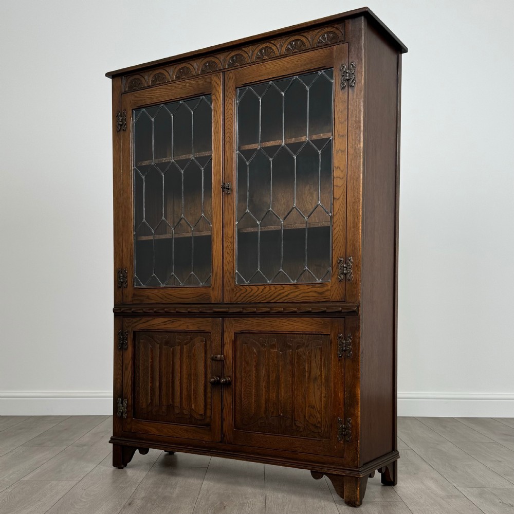 Antique 20th Century Good Quality Display Cabinet In Oak  View III