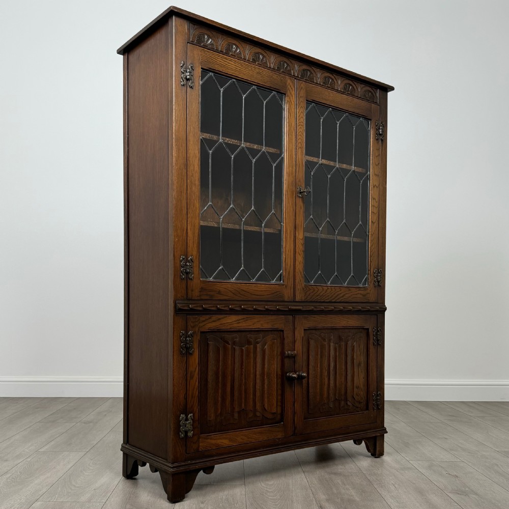 Antique 20th Century Good Quality Display Cabinet In Oak  View IX