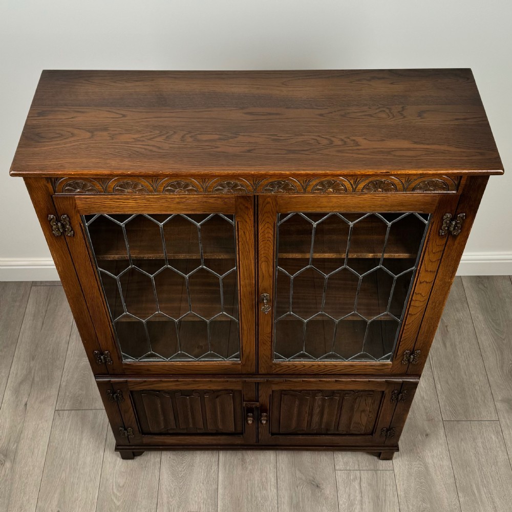 Antique 20th Century Good Quality Display Cabinet In Oak  View X