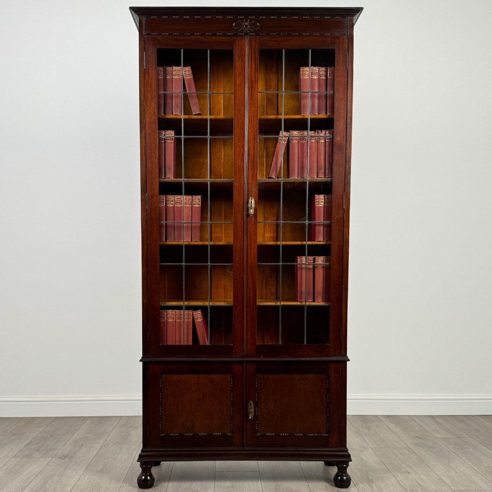 Antique 20th Century Glazed Display Cabinet In Oak 

