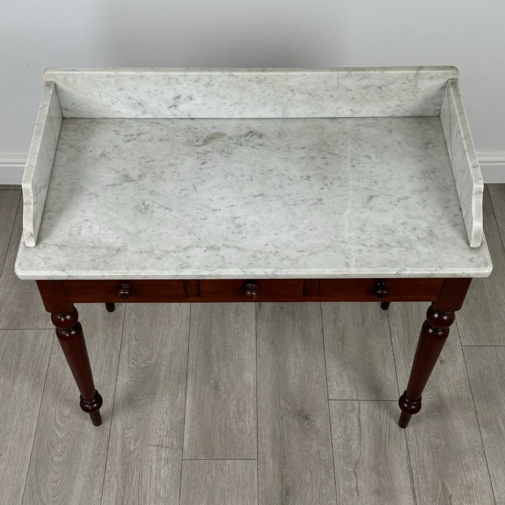 Antique 19th Century Marble Top Washstand In Mahogany View IX