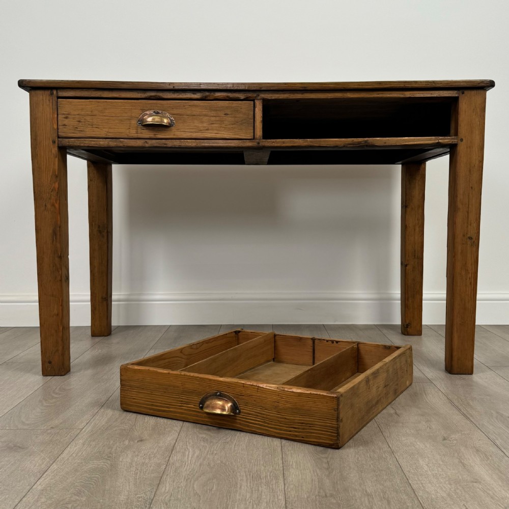  Antique 20th Century Good Quality Pine Writing Table View X