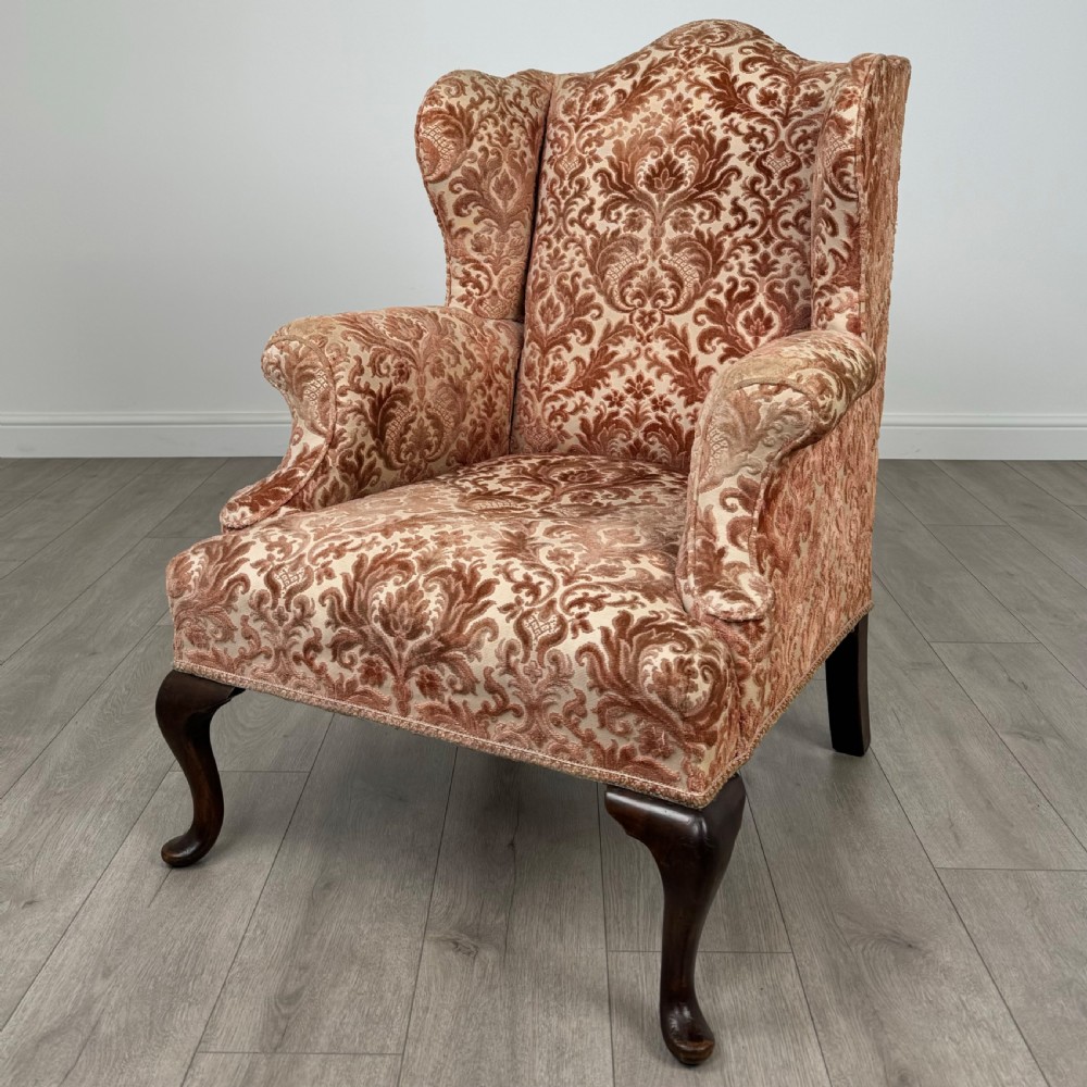Antique 20th Century Georgian Style Wingback Armchair 