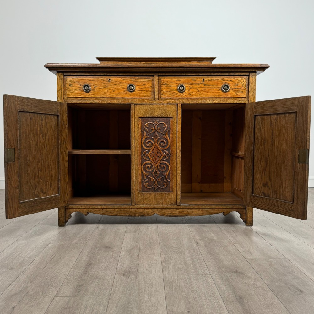  Antique 20th Century Art Nouveau Style Sideboard In Oak  View III
