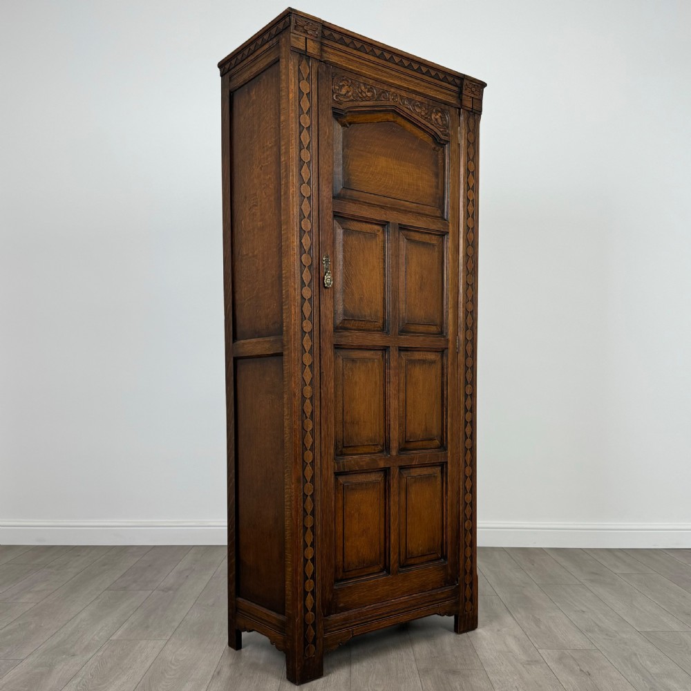 Antique 20th Century Fine Quality Small Oak Wardrobe  View IX