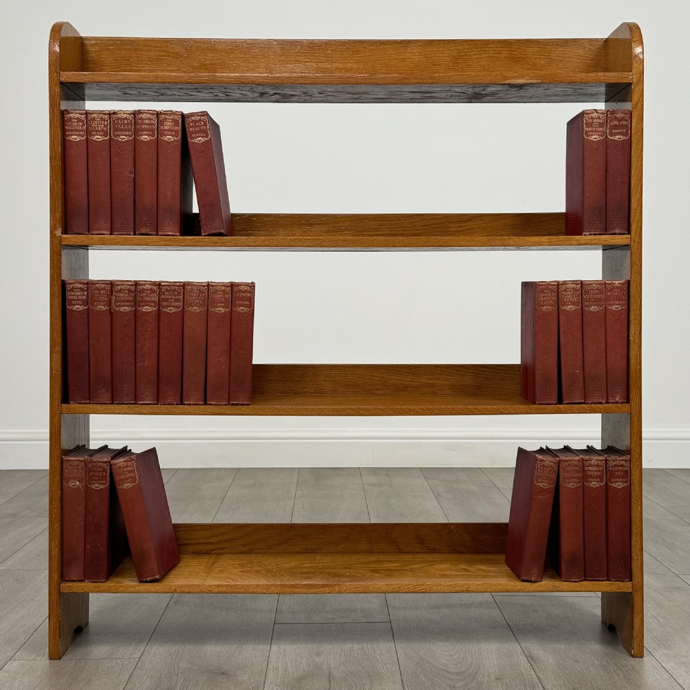 Antique 20th Century Good Quality Open Bookcase In Oak 