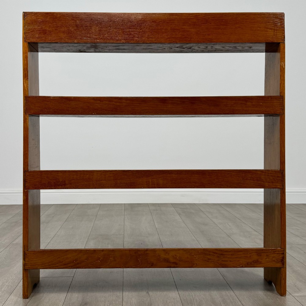 Antique 20th Century Good Quality Open Bookcase In Oak  View V