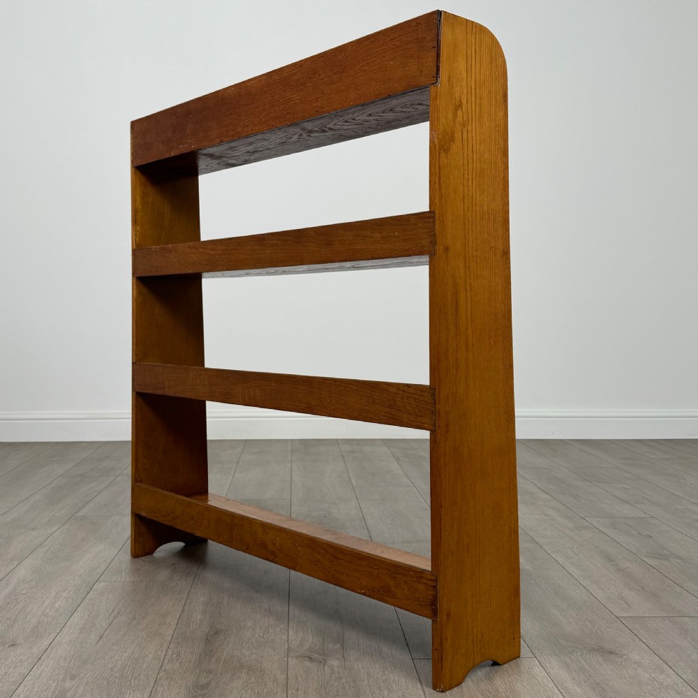 Antique 20th Century Good Quality Open Bookcase In Oak  View VII