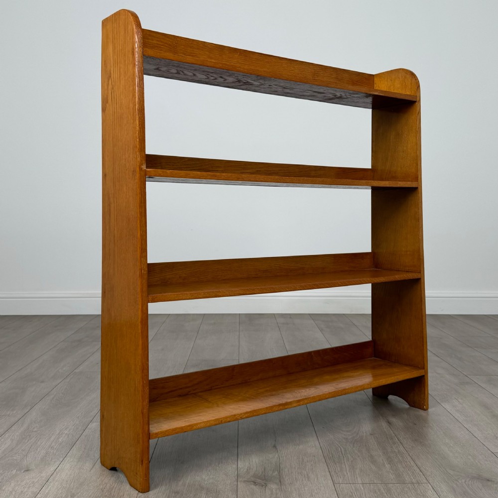 Antique 20th Century Good Quality Open Bookcase In Oak  View IX
