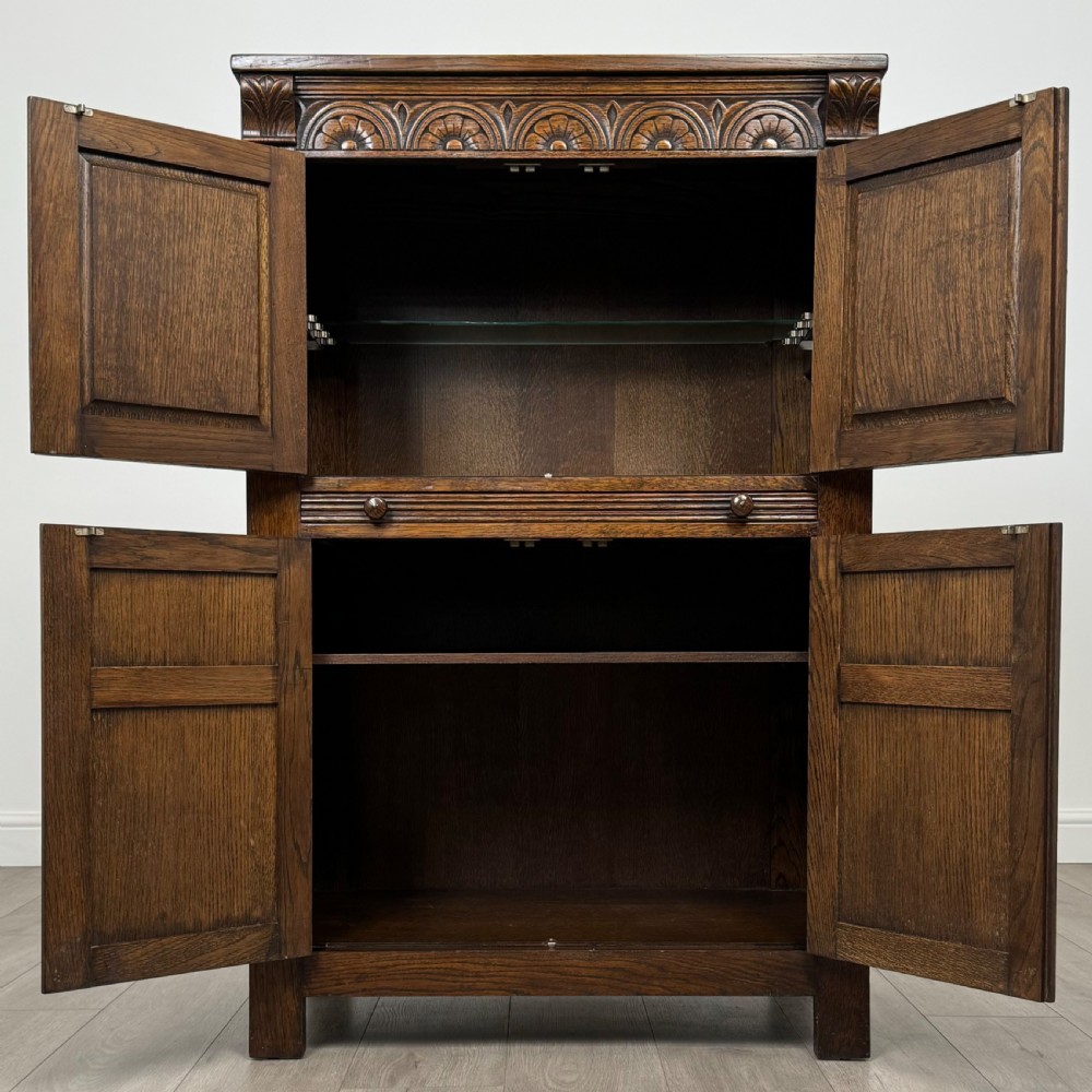  Antique 20th Century Carved Oak Cupboard  View II