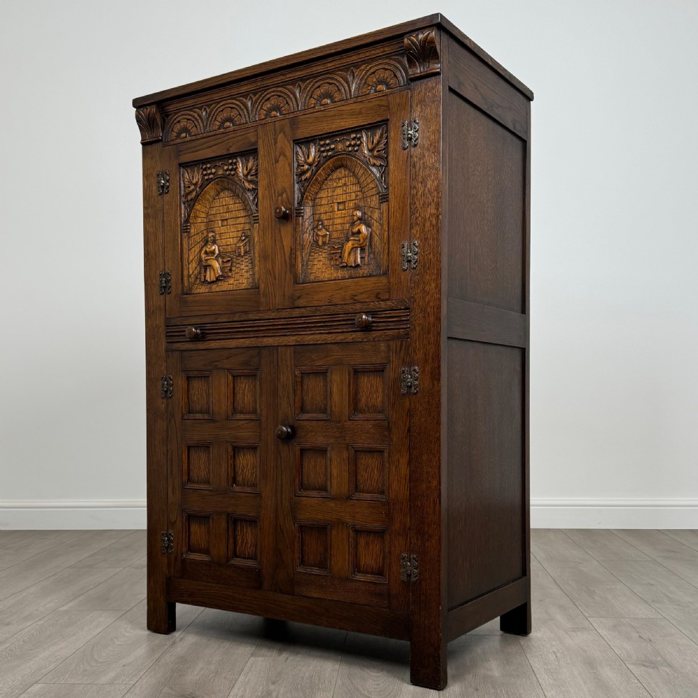  Antique 20th Century Carved Oak Cupboard  View III