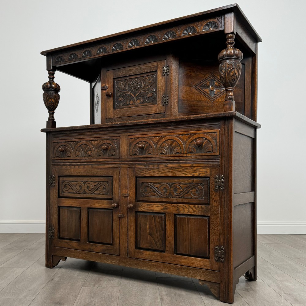  Antique 20th Century Court Cupboard In Oak  View III