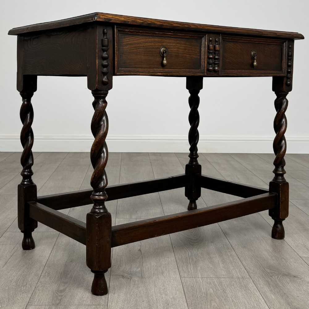Antique 20th Century Barley Twist Side Table In Oak  View VIII