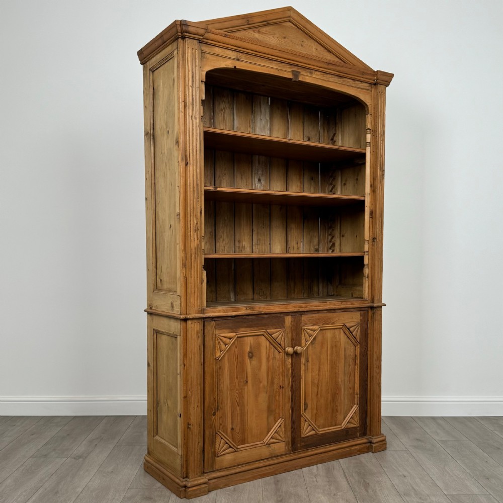 Vintage 20th Century Good Quality Pine Bookcase  View X