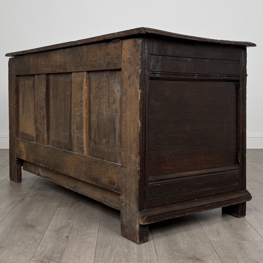  Antique 18th Century Jacobean Mule Chest In Oak View VI