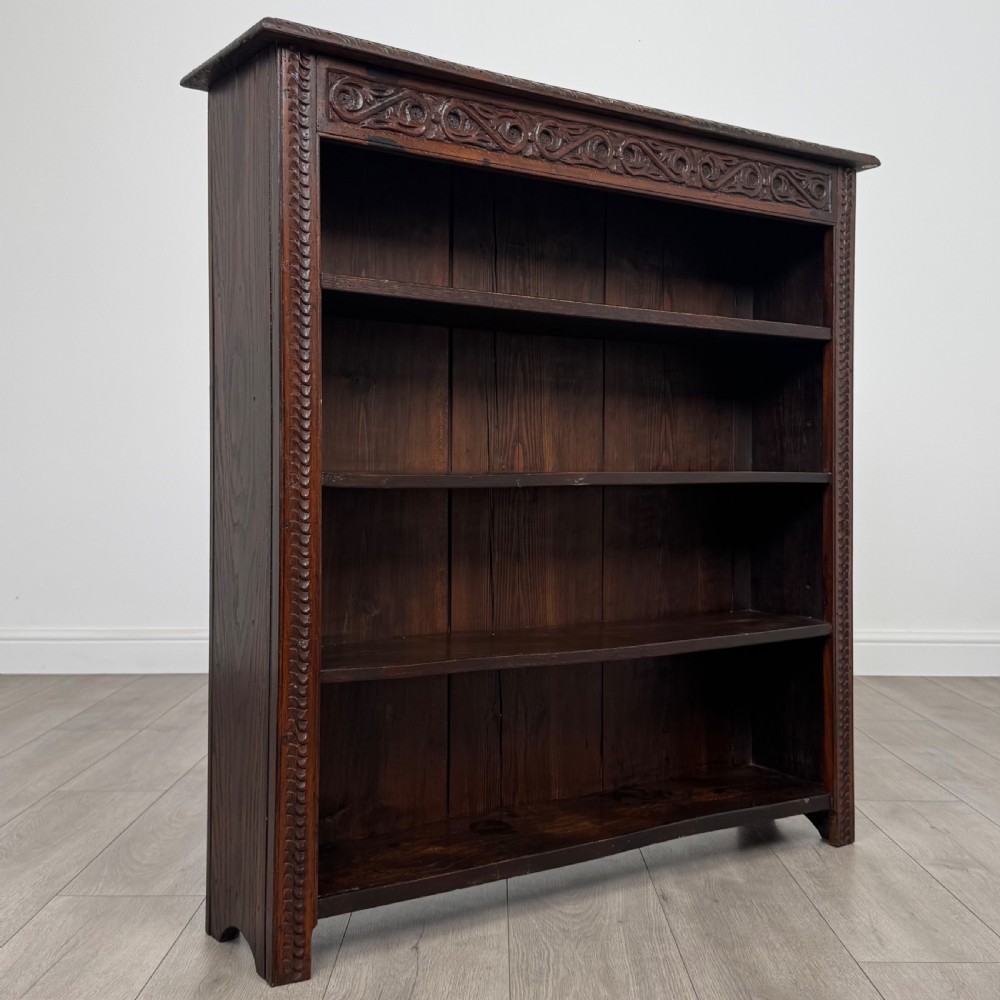  Antique 19th Century Small Carved Oak Bookcase  View IX