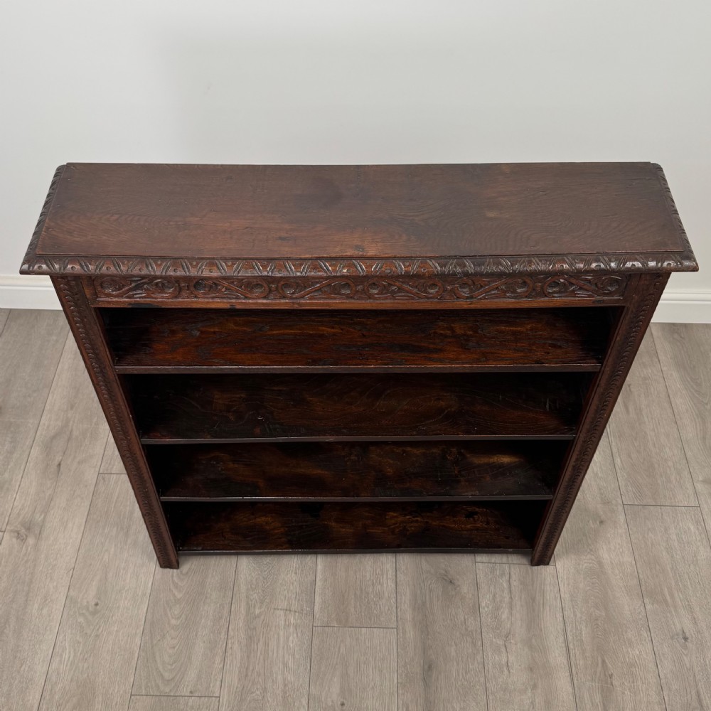  Antique 19th Century Small Carved Oak Bookcase  View X