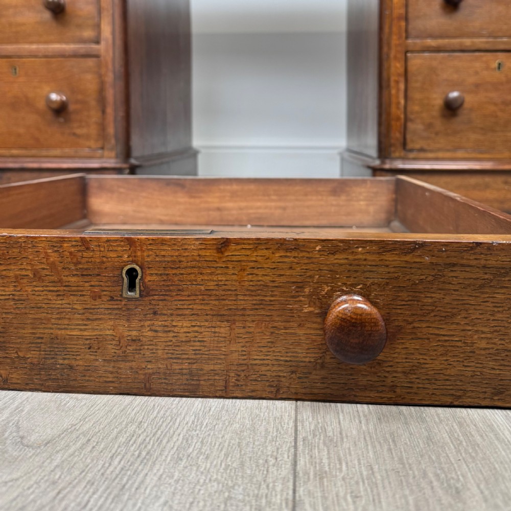 Antique 19th Century Pedestal Desk In Oak  View XI