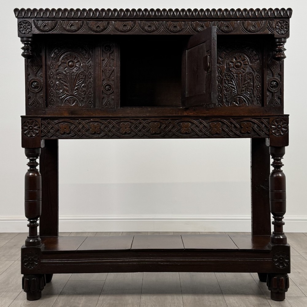 Antique 17th Century Fine Quality Carved Oak Cupboard  View II