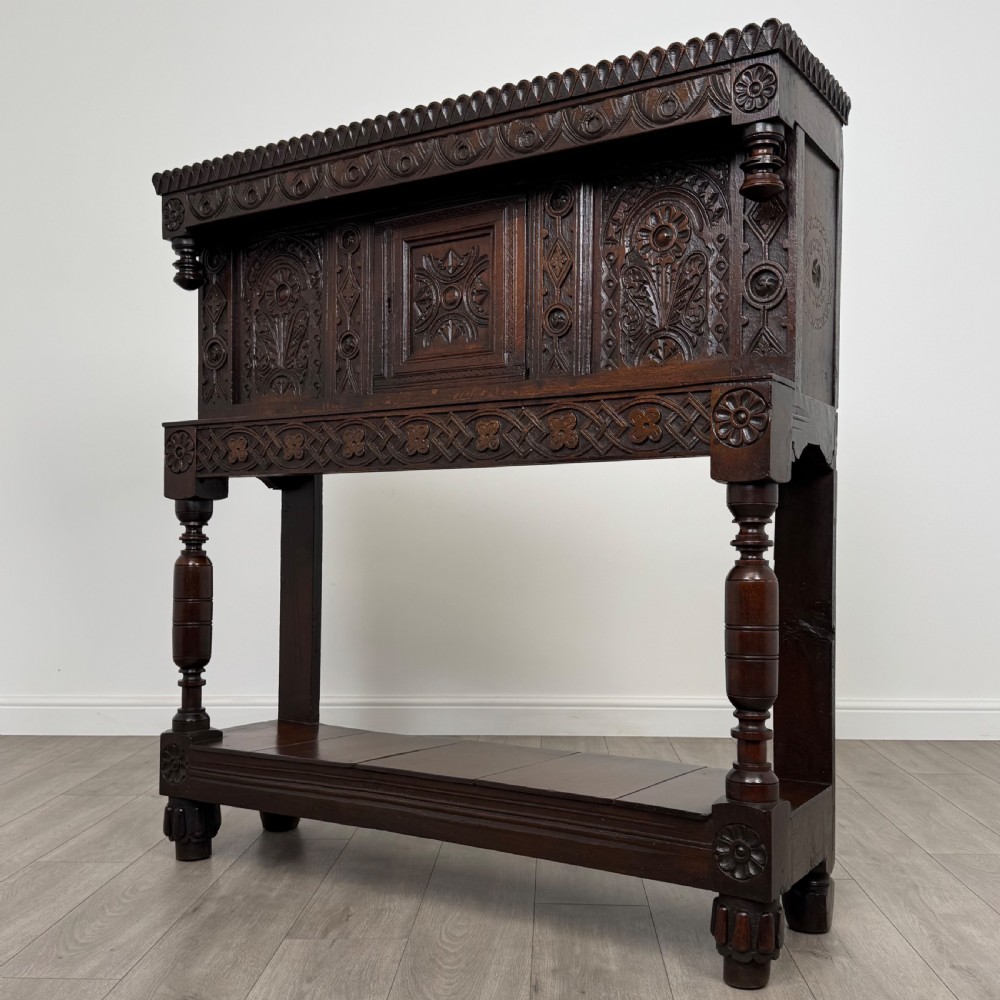 Antique 17th Century Fine Quality Carved Oak Cupboard  View III