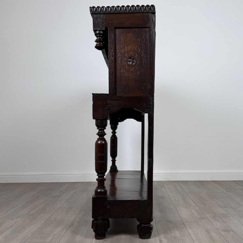 Antique 17th Century Fine Quality Carved Oak Cupboard  View IV