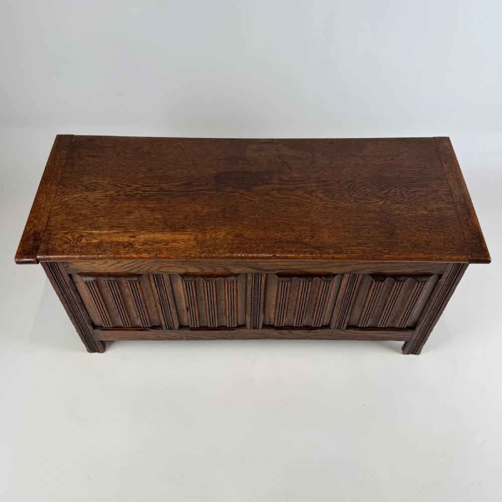 Antique 20th Century Carved Oak Blanket Box  View IX