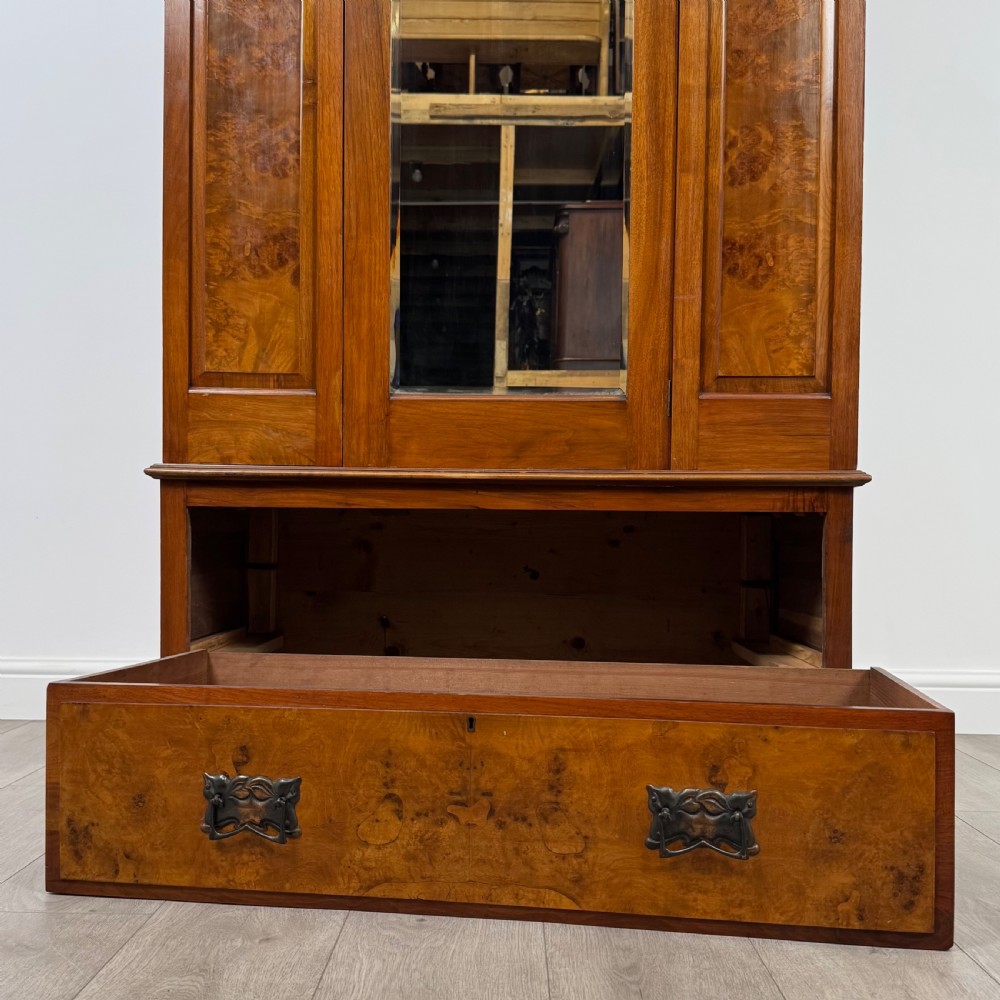 Antique 20th Century Art Nouveau Style Wardrobe In Burr Walnut  View X