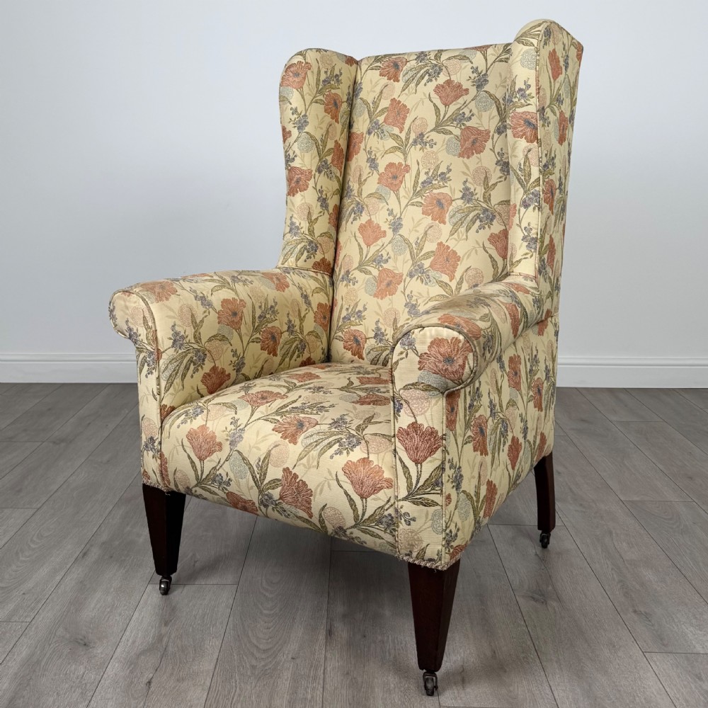 Antique 19th Century Wingback Armchair In Mahogany 