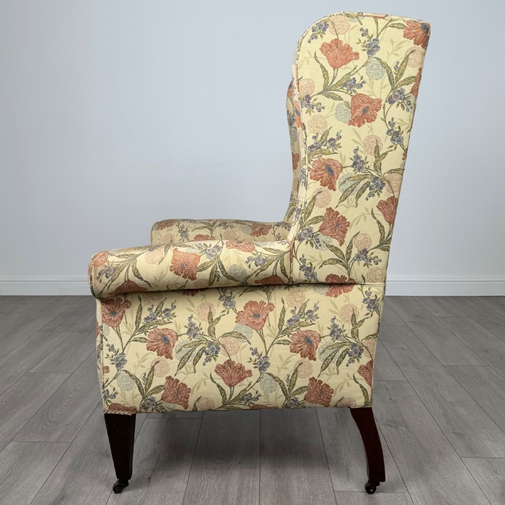 Antique 19th Century Wingback Armchair In Mahogany  View II