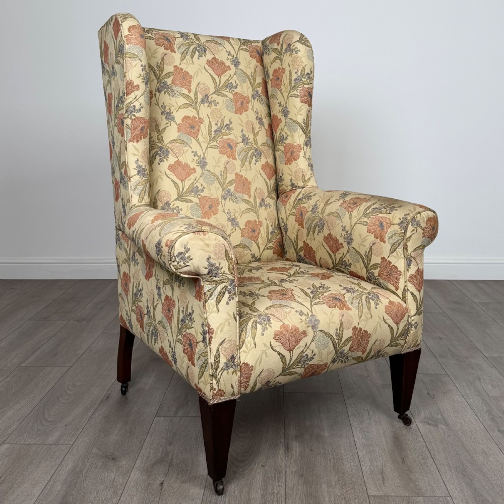 Antique 19th Century Wingback Armchair In Mahogany  View VII