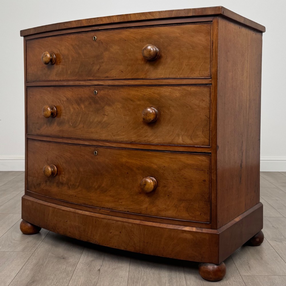  Antique 19th Century Small Bow Front Chest Of Drawers  View II