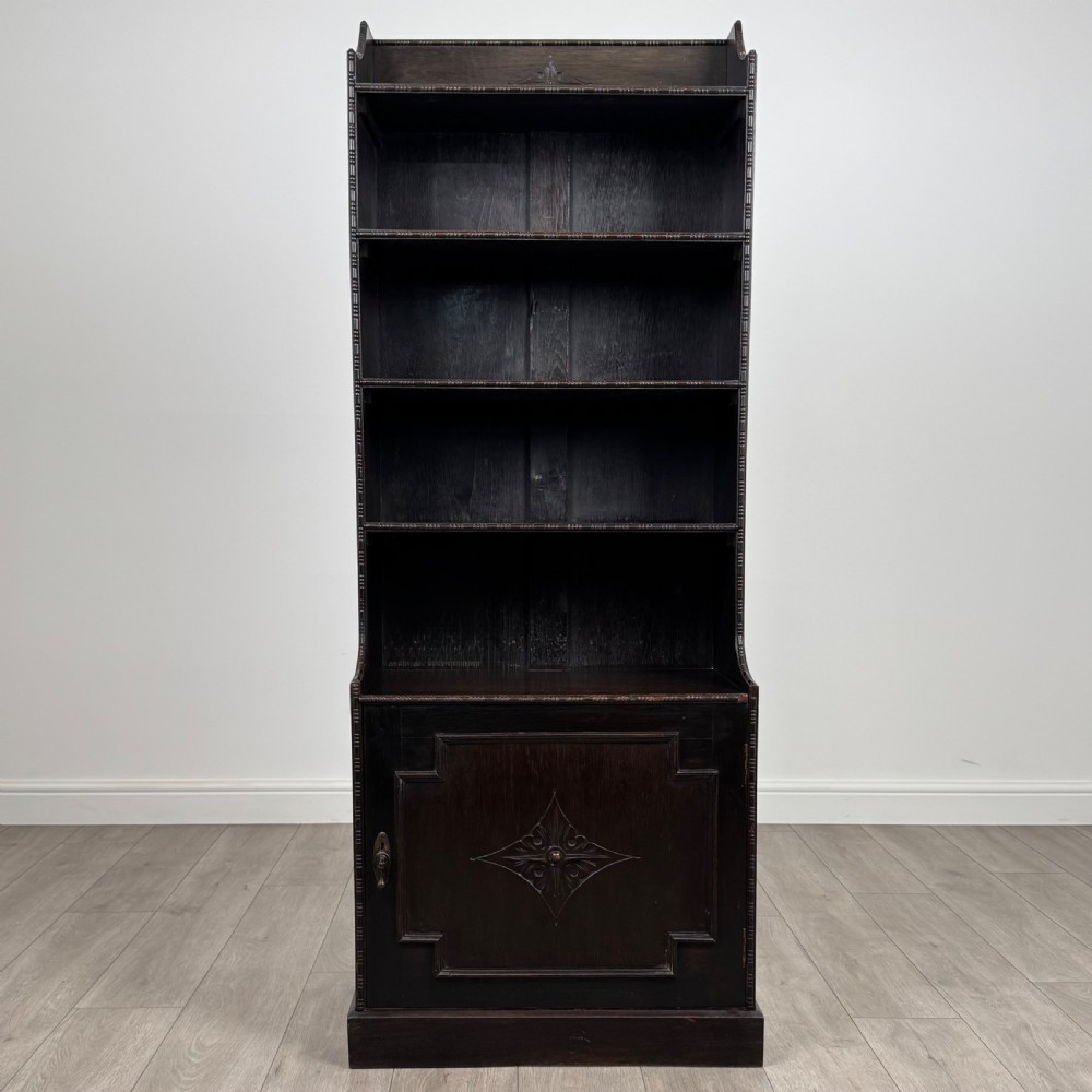 Antique 20th Century Open Bookcase In Oak View III